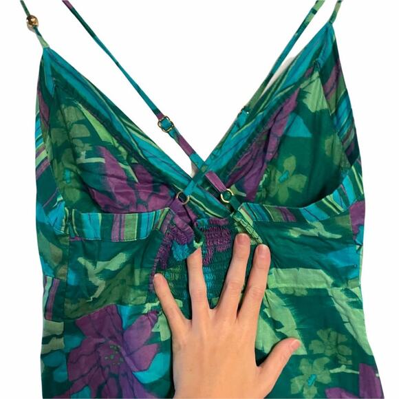 Guess Floral Mini Dress Green Purple - Picture 4 of 7